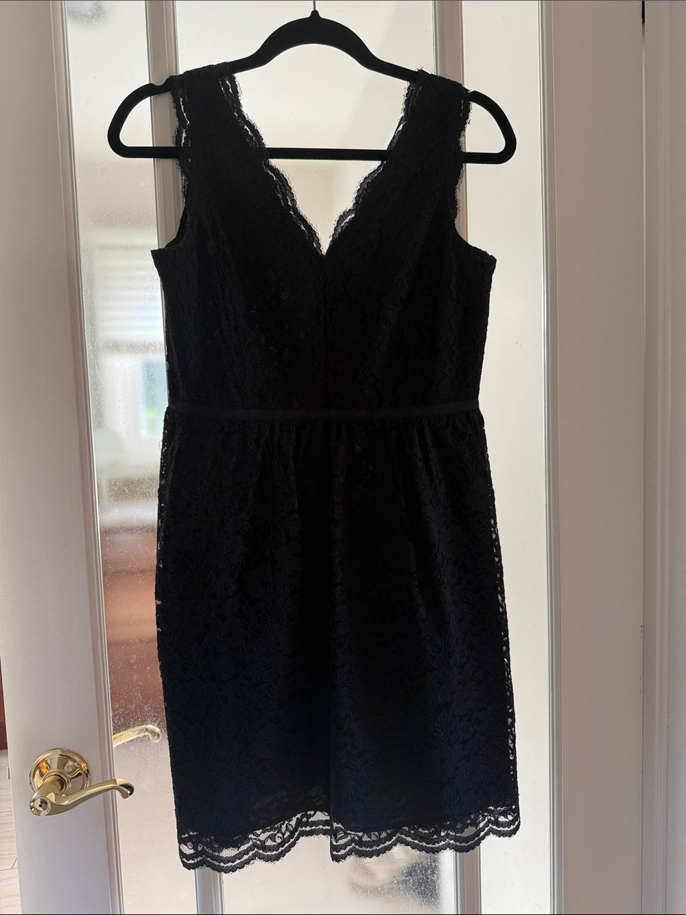 LOFT Black Lace V-Neck Sleeveless Mini Dress